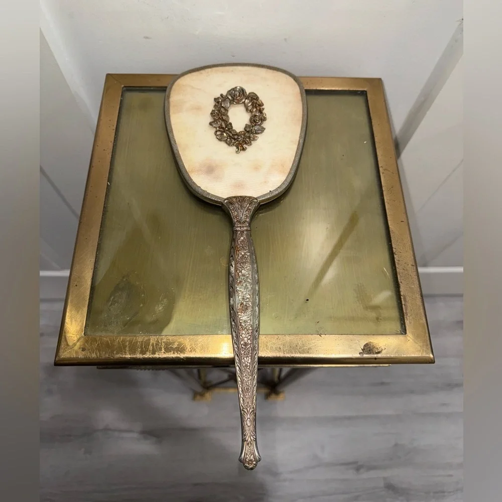 Filigree Hand Mirror Floral Design
